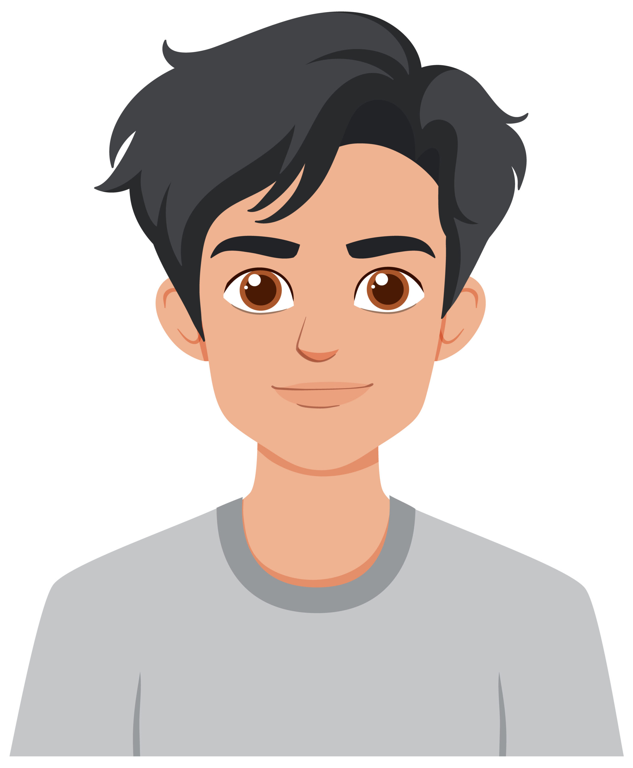 Cartoon man with dark hair smiling